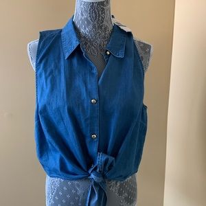NWT MICHAEL KORS TIE FRONT SLEEVELESS TOP.
